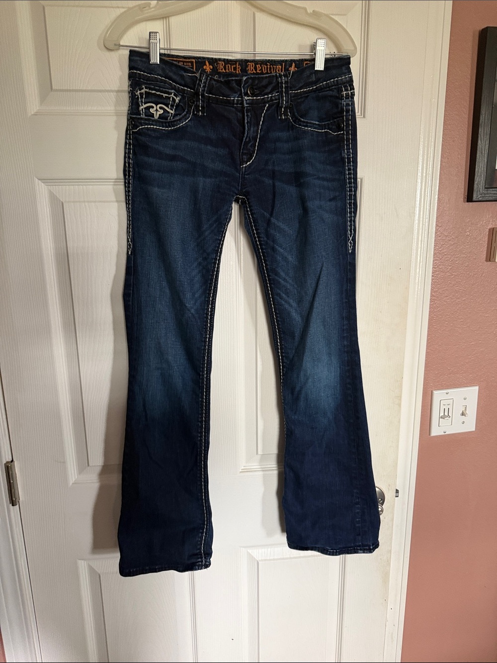 Rock Revival Women's Dark Indigo Boot Cut Jeans inseam 30 inches